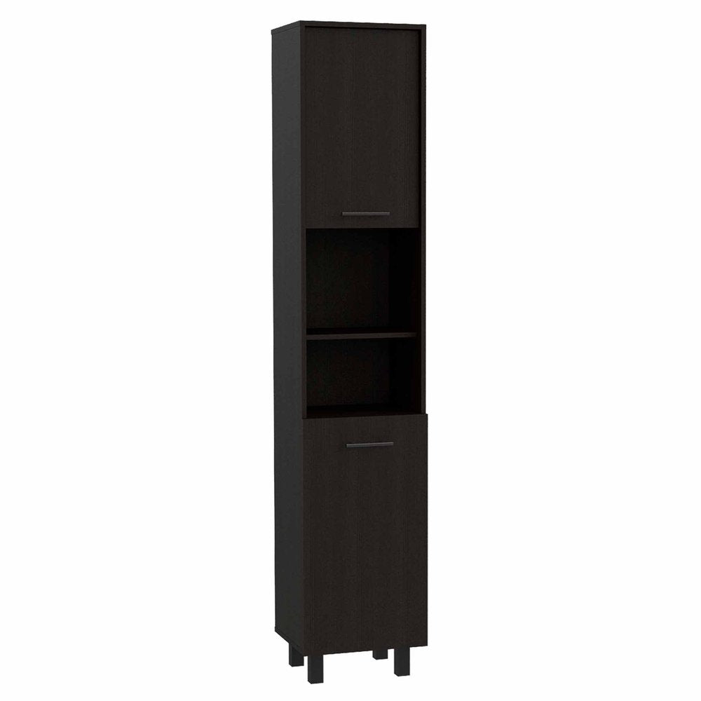 Modern Black Pantry Cabinet with Five Shelves - 79-inch