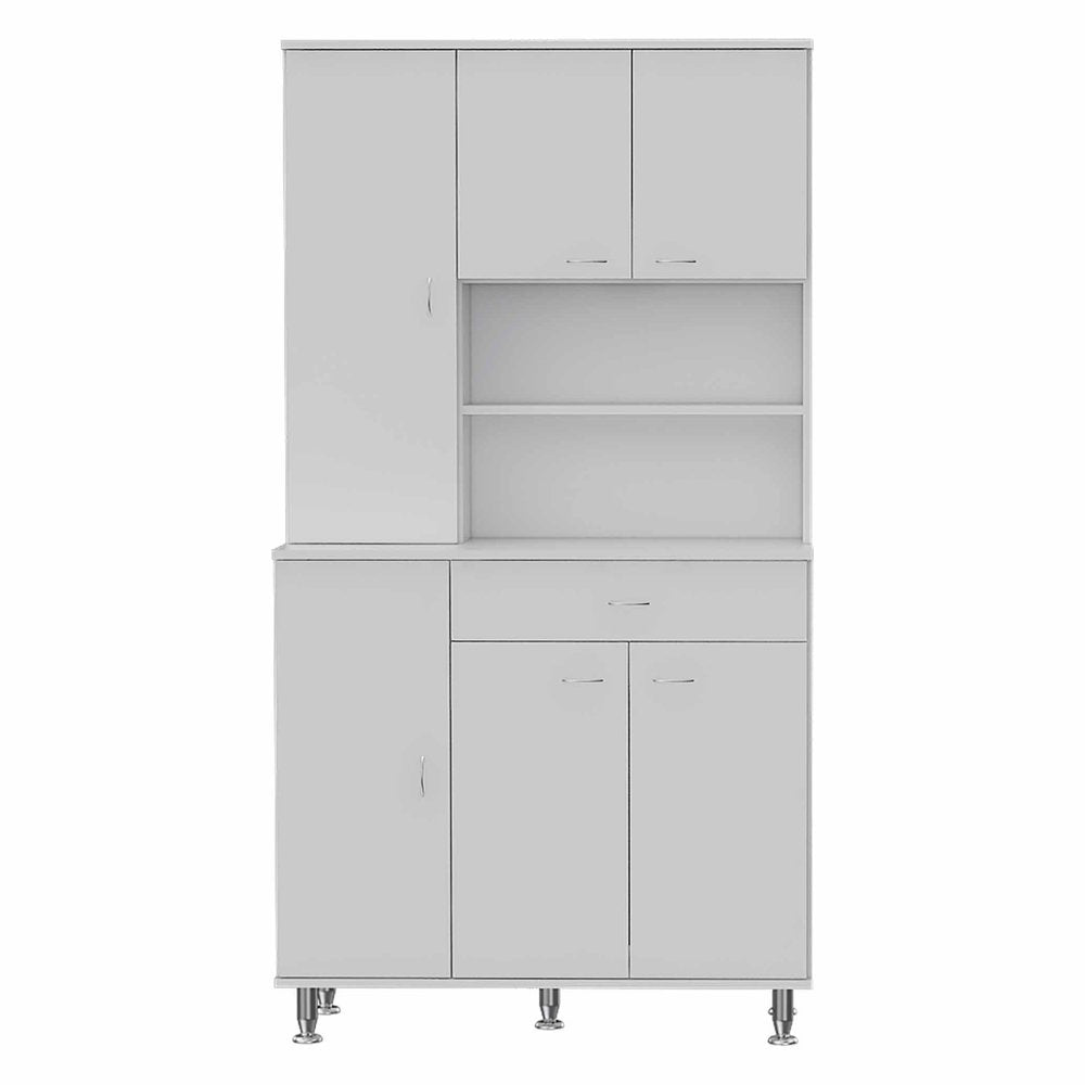 White Pantry Cabinet with Five Storage Shelves - 67-inch