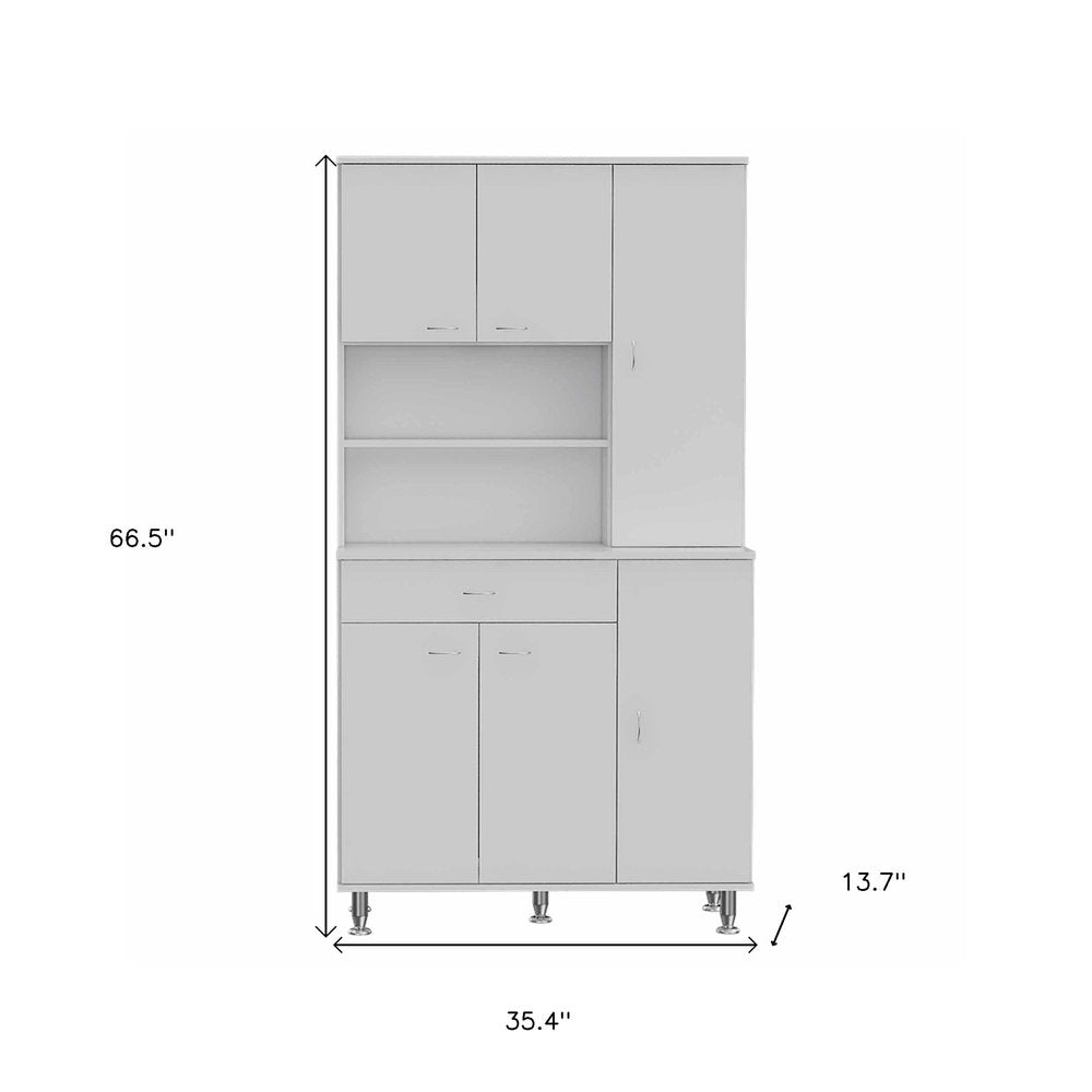 White Pantry Cabinet with Five Storage Shelves - 67-inch