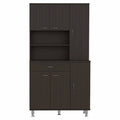 Modern Black Pantry Cabinet with Five Shelves - 67-inch