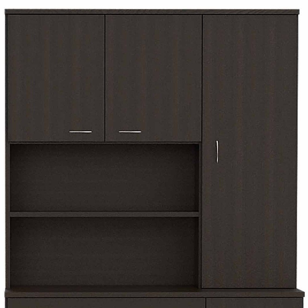 Modern Black Pantry Cabinet with Five Shelves - 67-inch