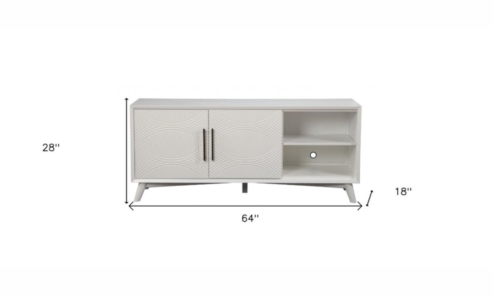 White Pine Solid Wood Open Shelving TV Stand - 64-inch