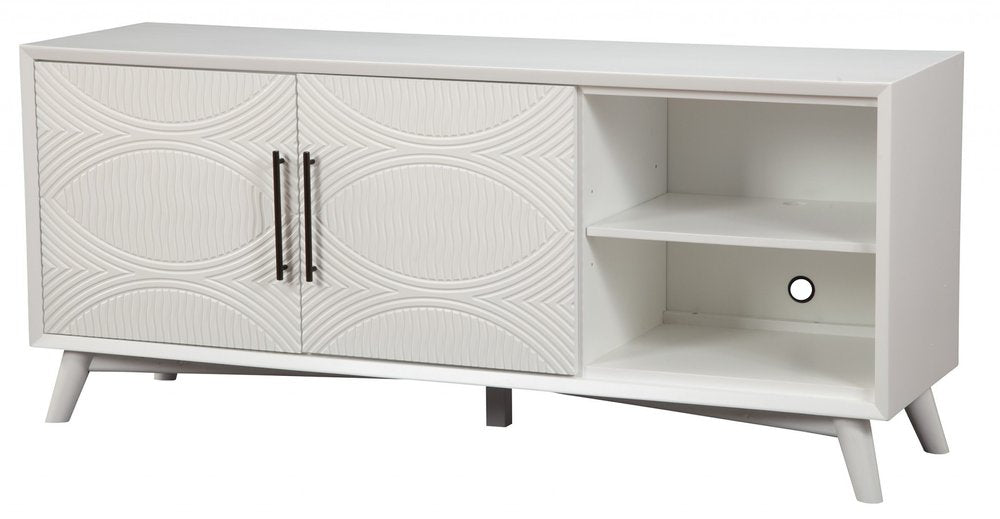 White Pine Solid Wood Open Shelving TV Stand - 64-inch