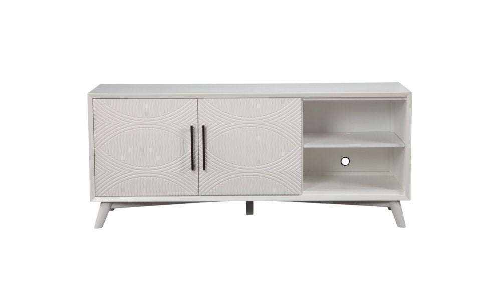 White Pine Solid Wood Open Shelving TV Stand - 64-inch