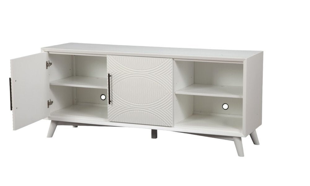White Pine Solid Wood Open Shelving TV Stand - 64-inch