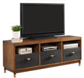 Brown and Black Solid Wood Open Shelving TV Stand - 61-inch