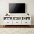 White Mahogany Solid Wood Open Shelving TV Stand - 64-inch