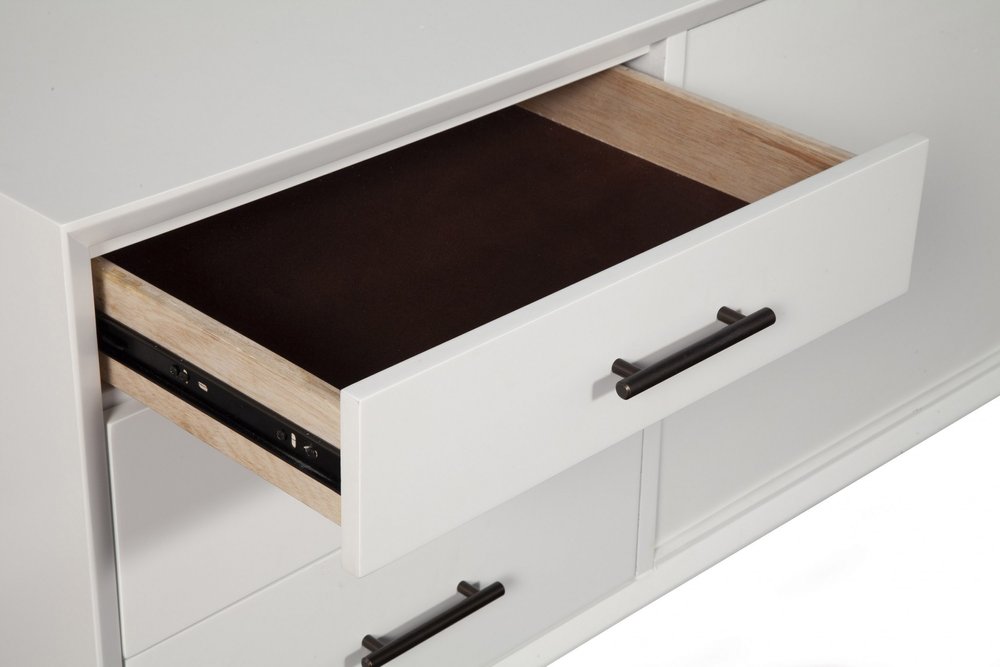 White Mahogany Solid Wood Enclosed and Open Storage TV Stand - 64-inch