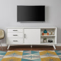White Mahogany Solid Wood Enclosed and Open Storage TV Stand - 64-inch