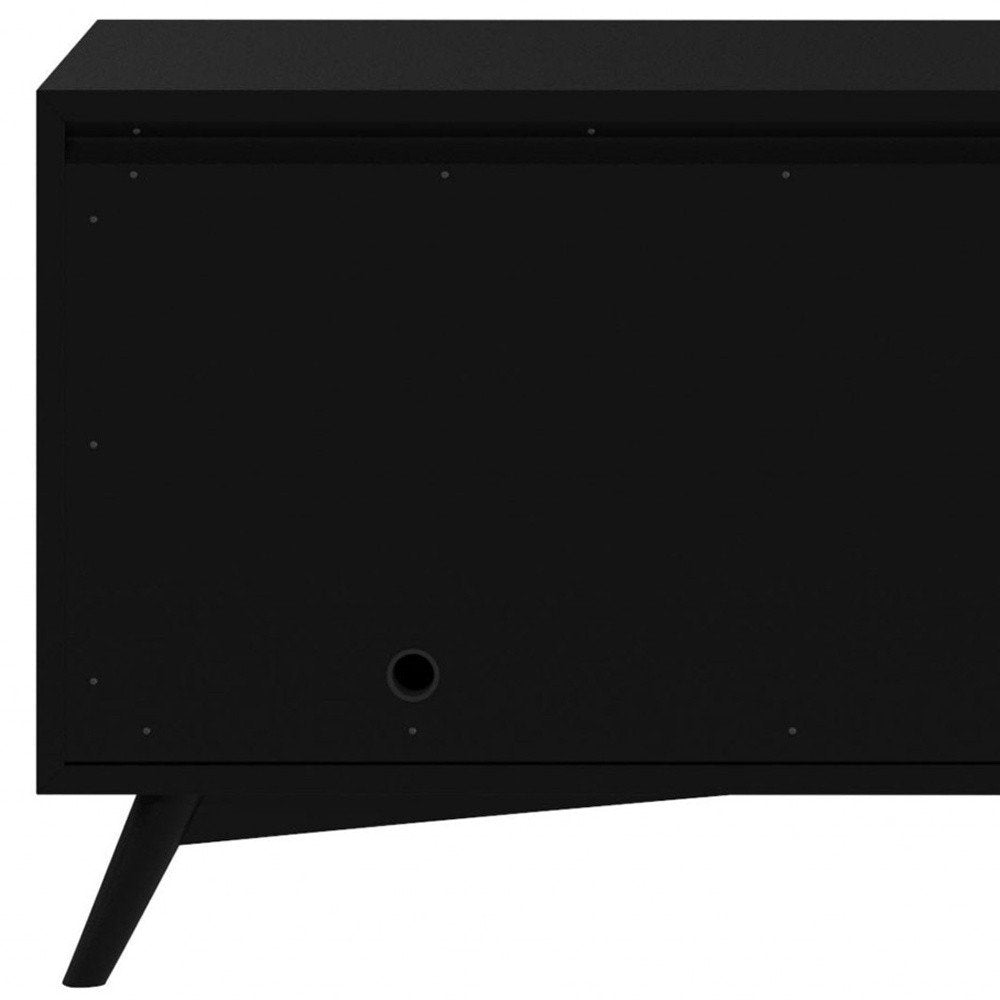 Black Mahogany Solid Wood Enclosed and Open Storage TV Stand - 64-inch