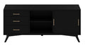 Black Mahogany Solid Wood Enclosed and Open Storage TV Stand - 64-inch