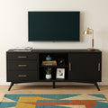 Black Mahogany Solid Wood Enclosed and Open Storage TV Stand - 64-inch