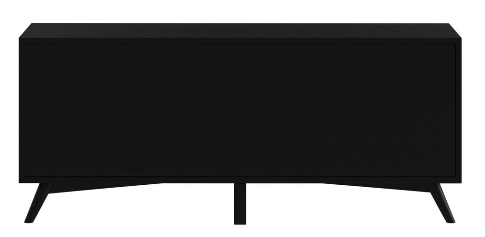 Black Mahogany Solid Wood Enclosed and Open Storage TV Stand - 64-inch