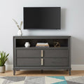 Gray Pine Poplar Solids with Mindy and Veneer Open Shelving TV Stand