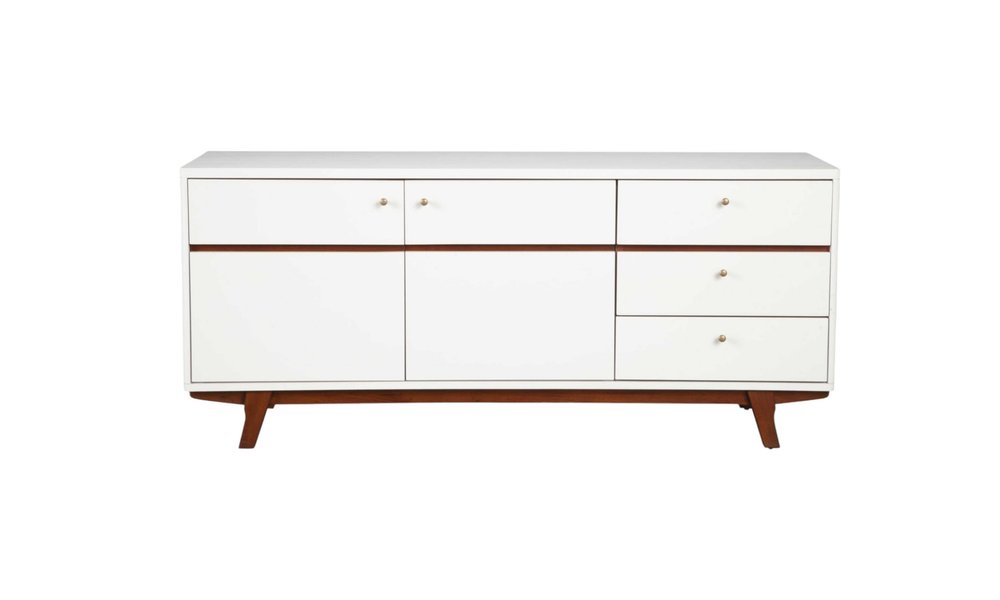 White Mahogany Solids and Veneer Cabinet Enclosed Storage TV Stand