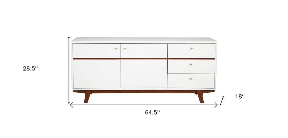 White Mahogany Solids and Veneer Cabinet Enclosed Storage TV Stand