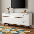 White Mahogany Solids and Veneer Cabinet Enclosed Storage TV Stand