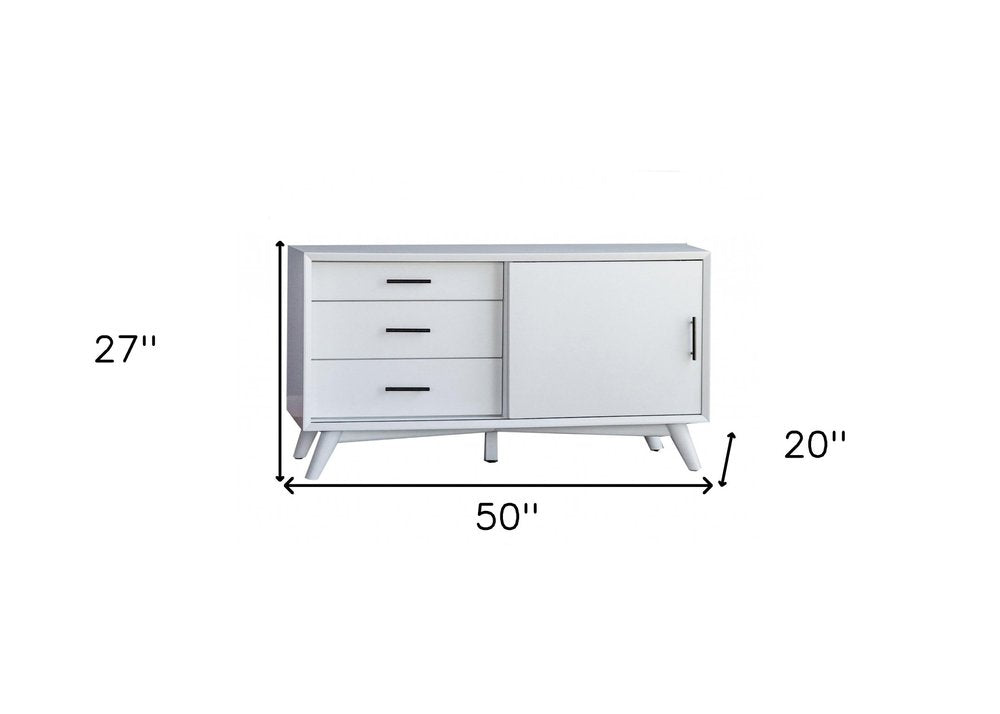 White Solid Wood Cabinet Enclosed Storage TV Stand - 50-inch