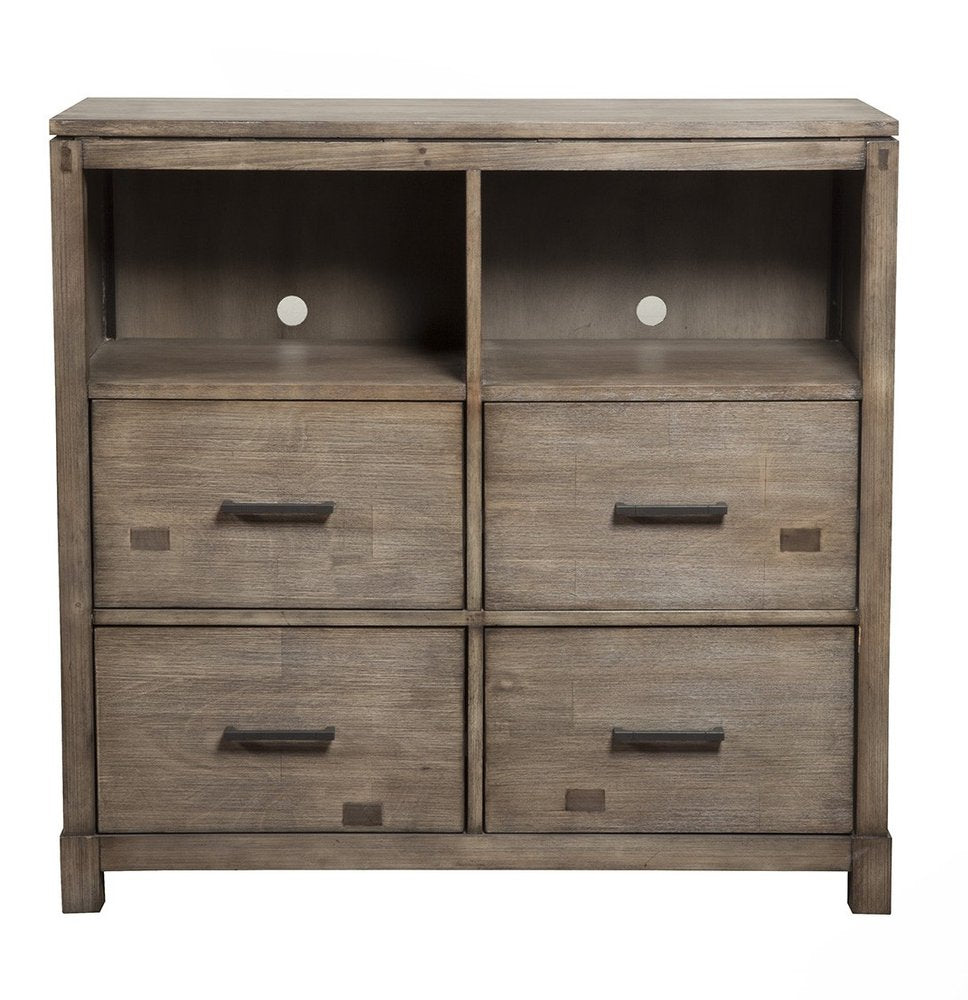 Brown Solid Wood Open Shelving TV Stand - 42-inch