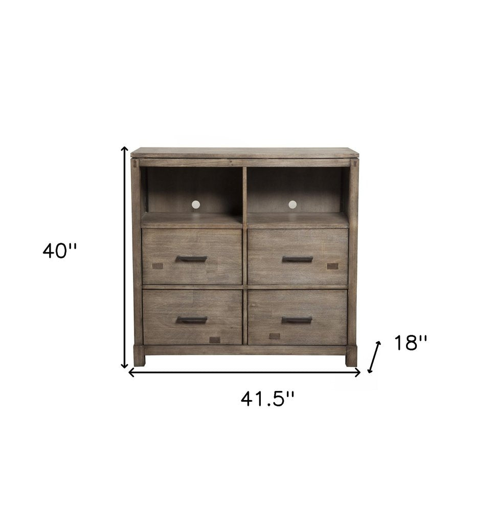 Brown Solid Wood Open Shelving TV Stand - 42-inch