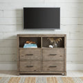 Brown Solid Wood Open Shelving TV Stand - 42-inch