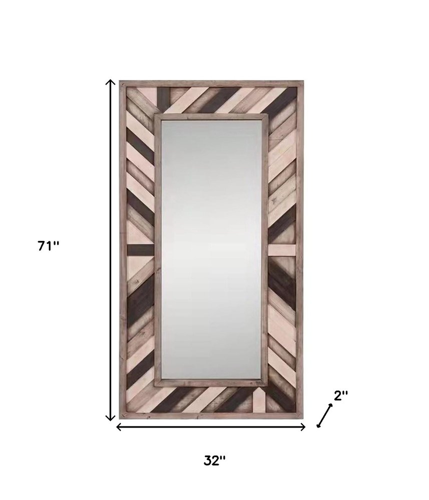 Ivory and Gray Wood Framed Leaning Accent Mirror - 71-inch