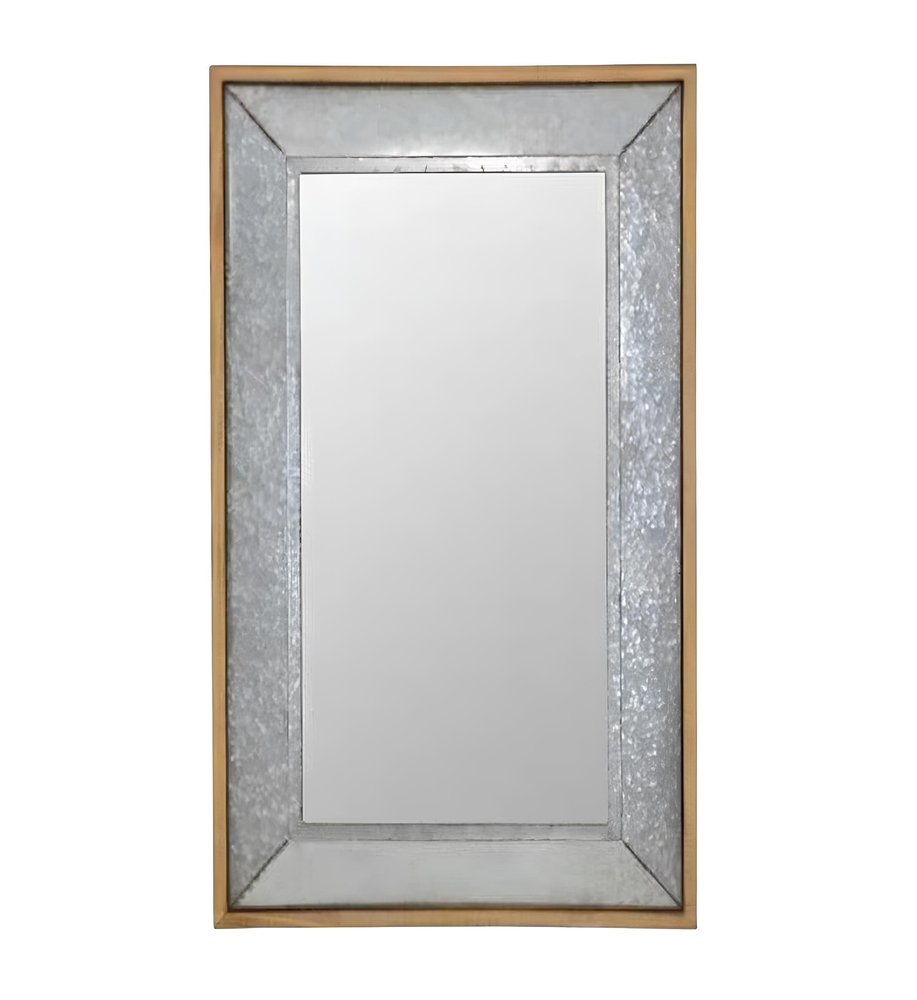 Gray and Brown Galvanized Metal and Wood Framed Leaning Accent Mirror - 84-inch