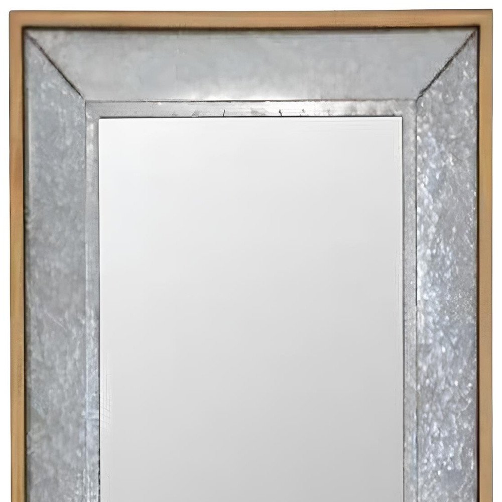 Gray and Brown Galvanized Metal and Wood Framed Leaning Accent Mirror - 84-inch