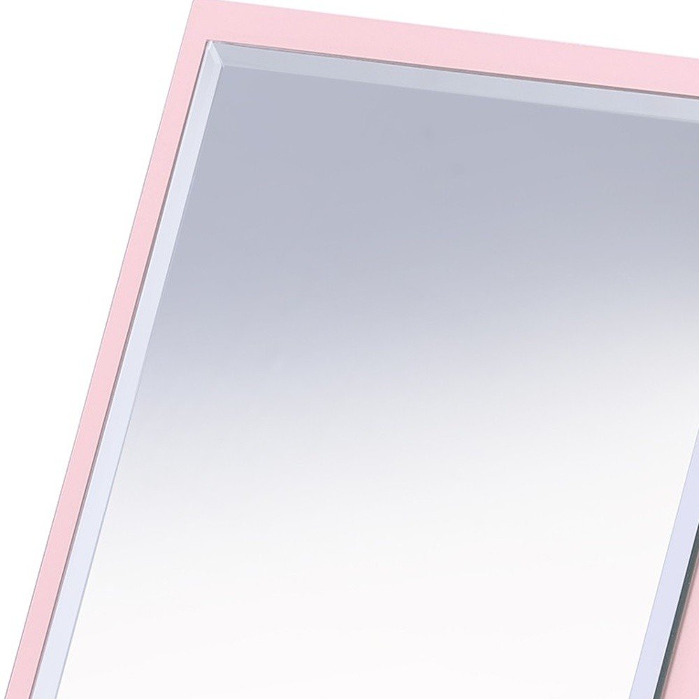 Pink Wood Square Freestanding Framed Makeup Shaving Tabletop Mirror - 9-inch