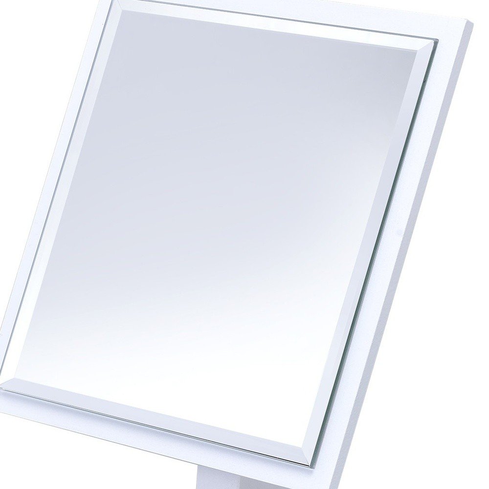 White Wood Square Freestanding Framed Makeup Shaving Tabletop Mirror - 9-inch