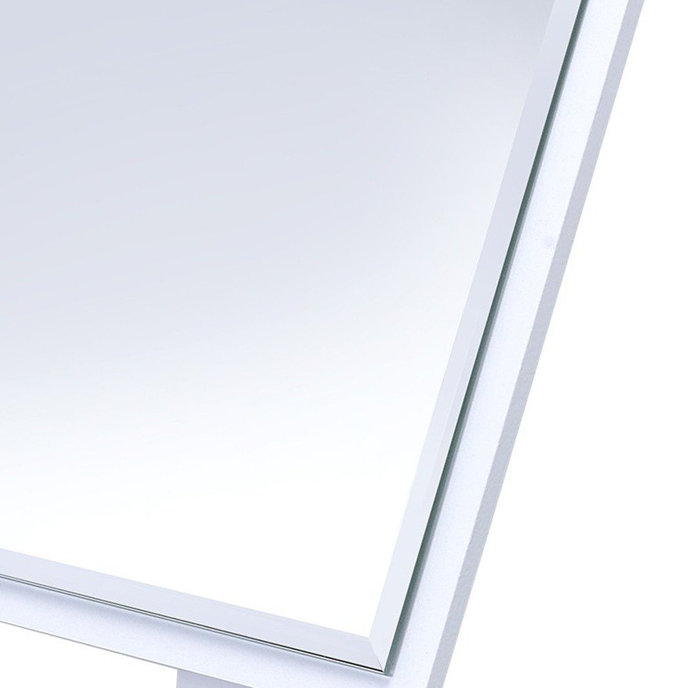 White Wood Square Freestanding Framed Makeup Shaving Tabletop Mirror - 9-inch