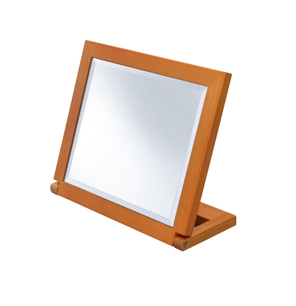 Brown Wood Framed Freestanding Makeup Shaving Tabletop Mirror - 8-inch