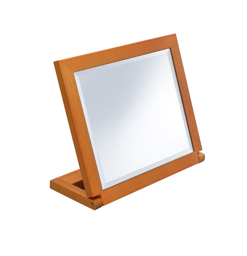 Brown Wood Framed Freestanding Makeup Shaving Tabletop Mirror - 8-inch