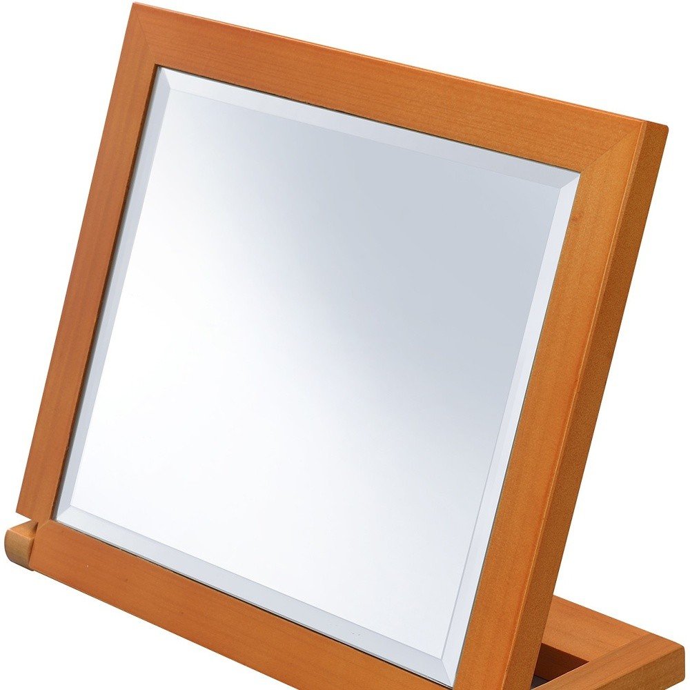 Brown Wood Framed Freestanding Makeup Shaving Tabletop Mirror - 8-inch