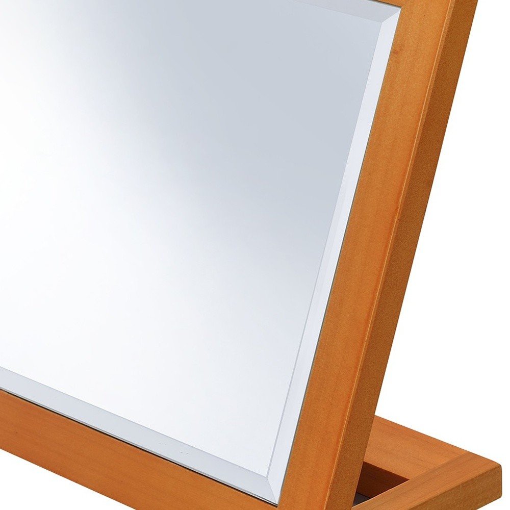 Brown Wood Framed Freestanding Makeup Shaving Tabletop Mirror - 8-inch