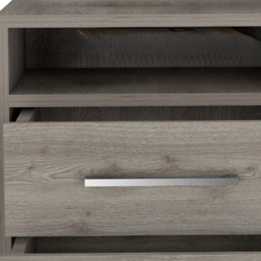 Light Gray Wood Two Drawer Nightstand - 20-inch