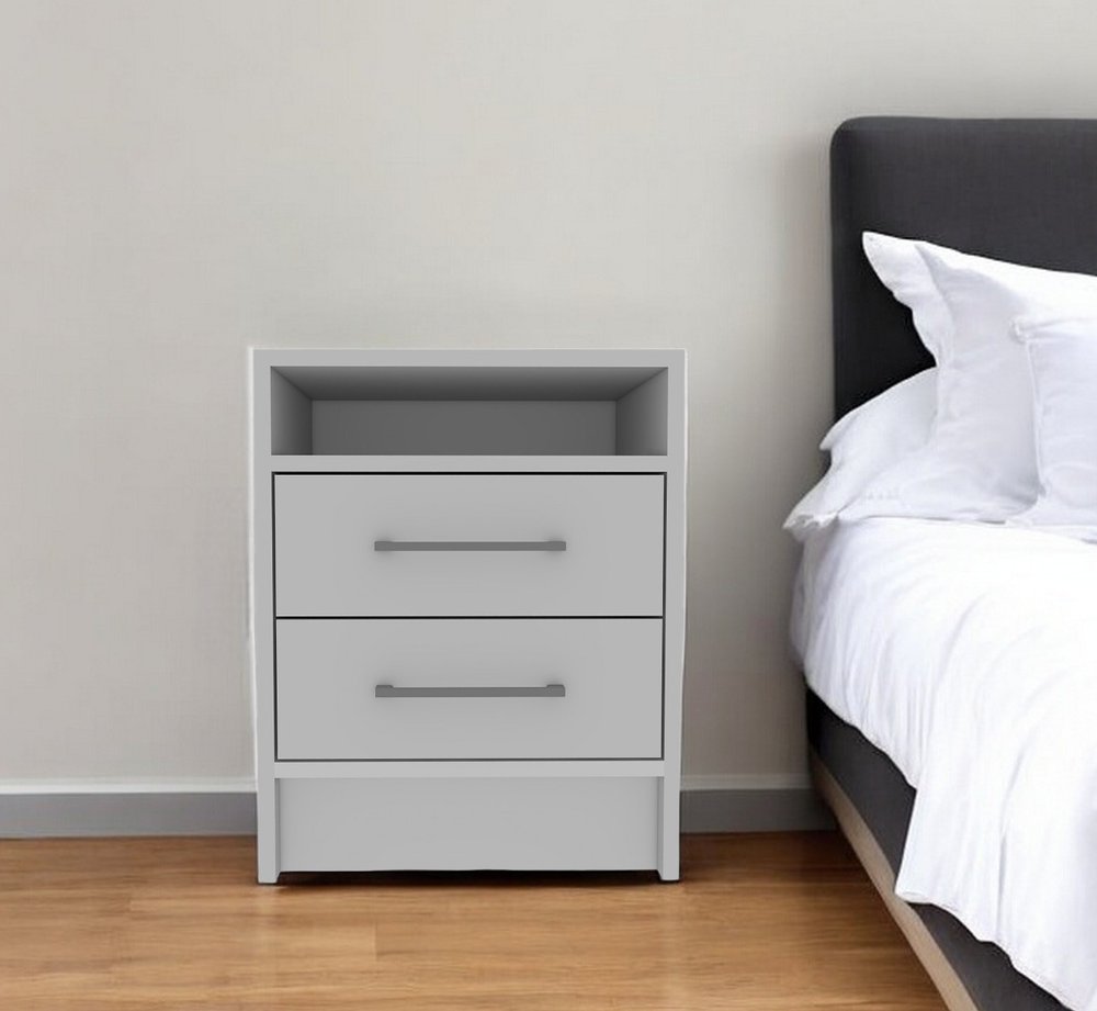 Wood Two Drawer Nightstand - 20-inch