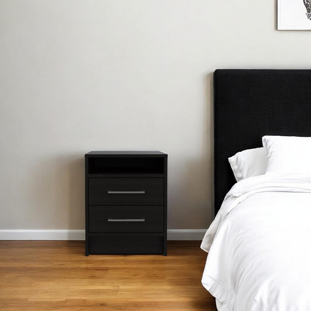 Wood Two Drawer Nightstand - 20-inch