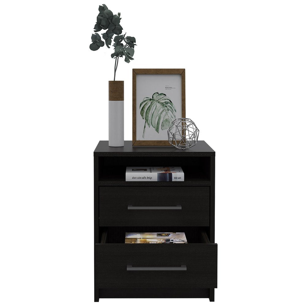 Wood Two Drawer Nightstand - 20-inch