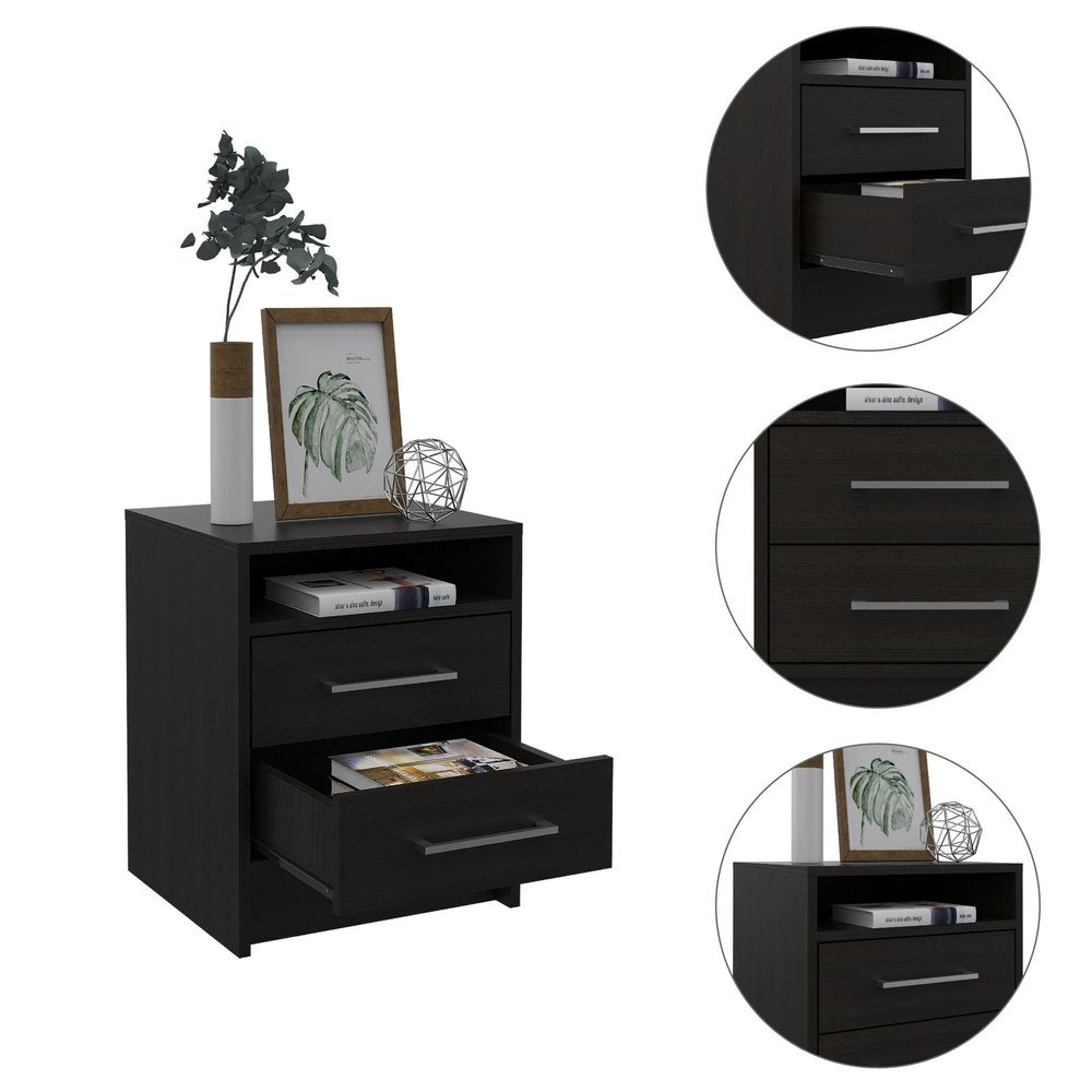 Wood Two Drawer Nightstand - 20-inch