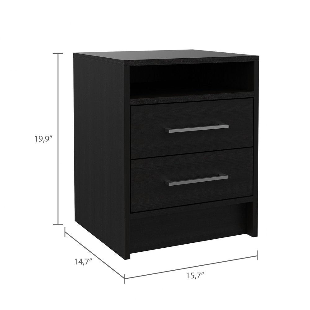 Wood Two Drawer Nightstand - 20-inch