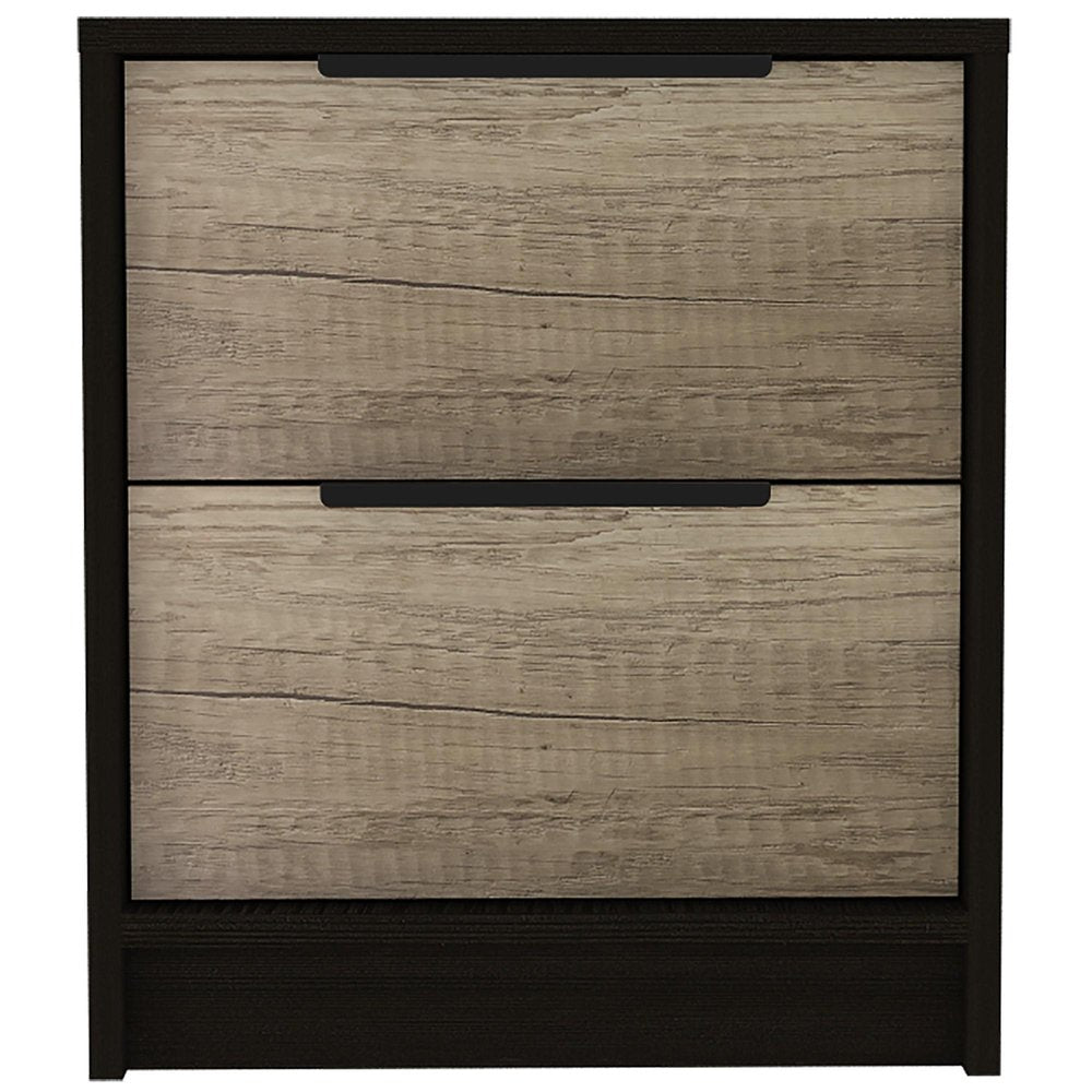 Wood Two Drawer Nightstand - 19-inch