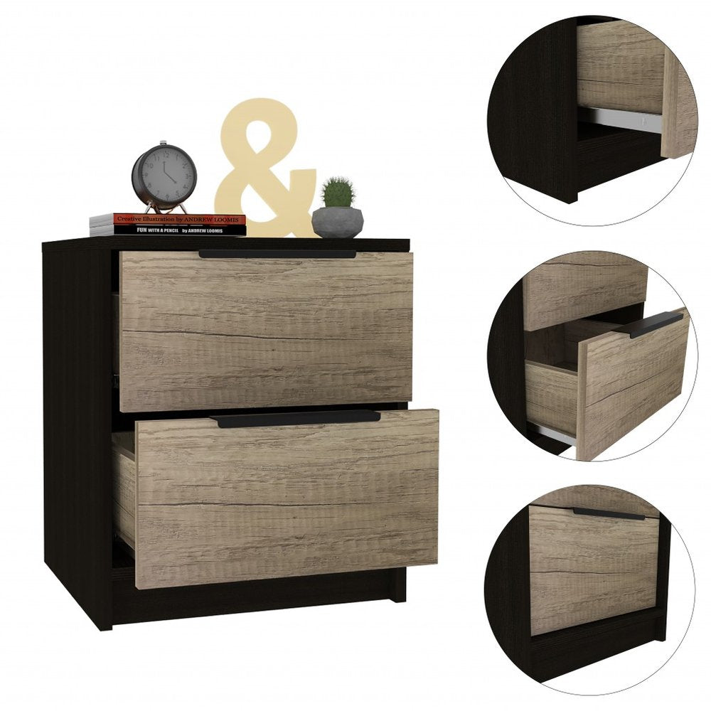 Wood Two Drawer Nightstand - 19-inch