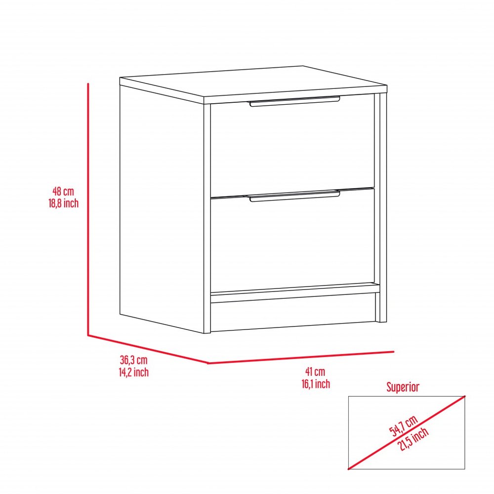 Wood Two Drawer Nightstand - 19-inch