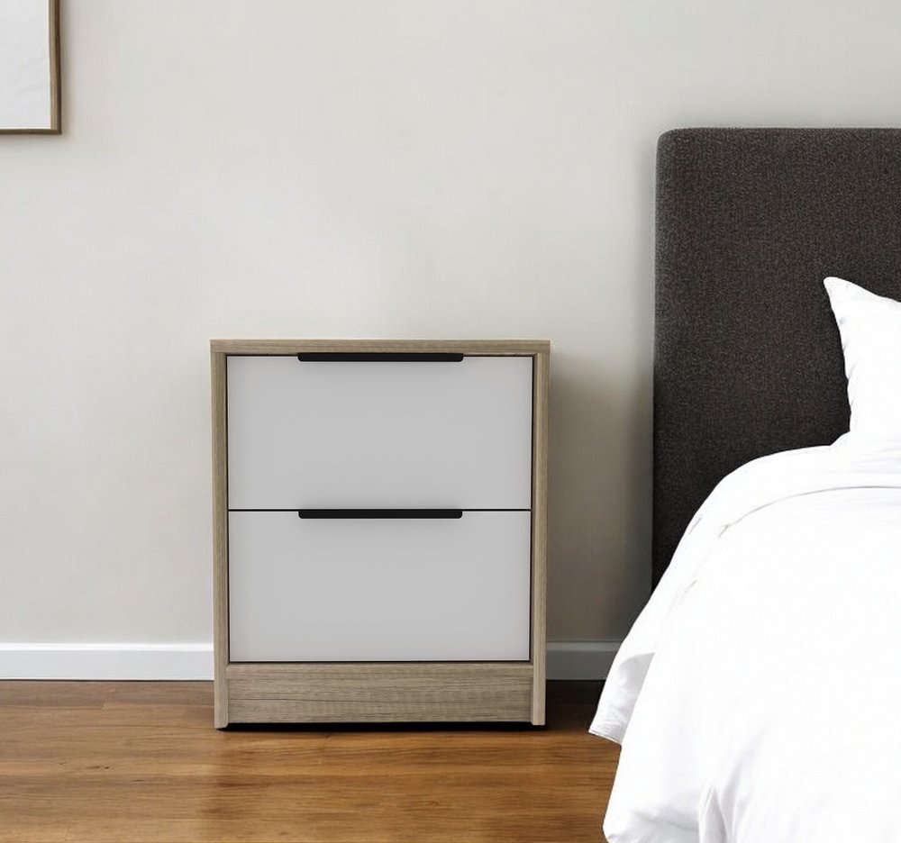 Wood Two Drawer Nightstand - 19-inch