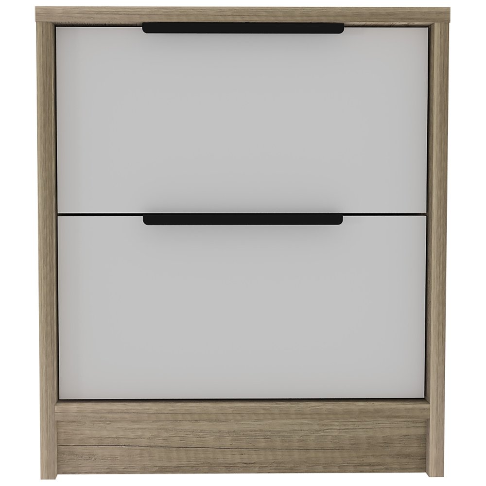 Wood Two Drawer Nightstand - 19-inch