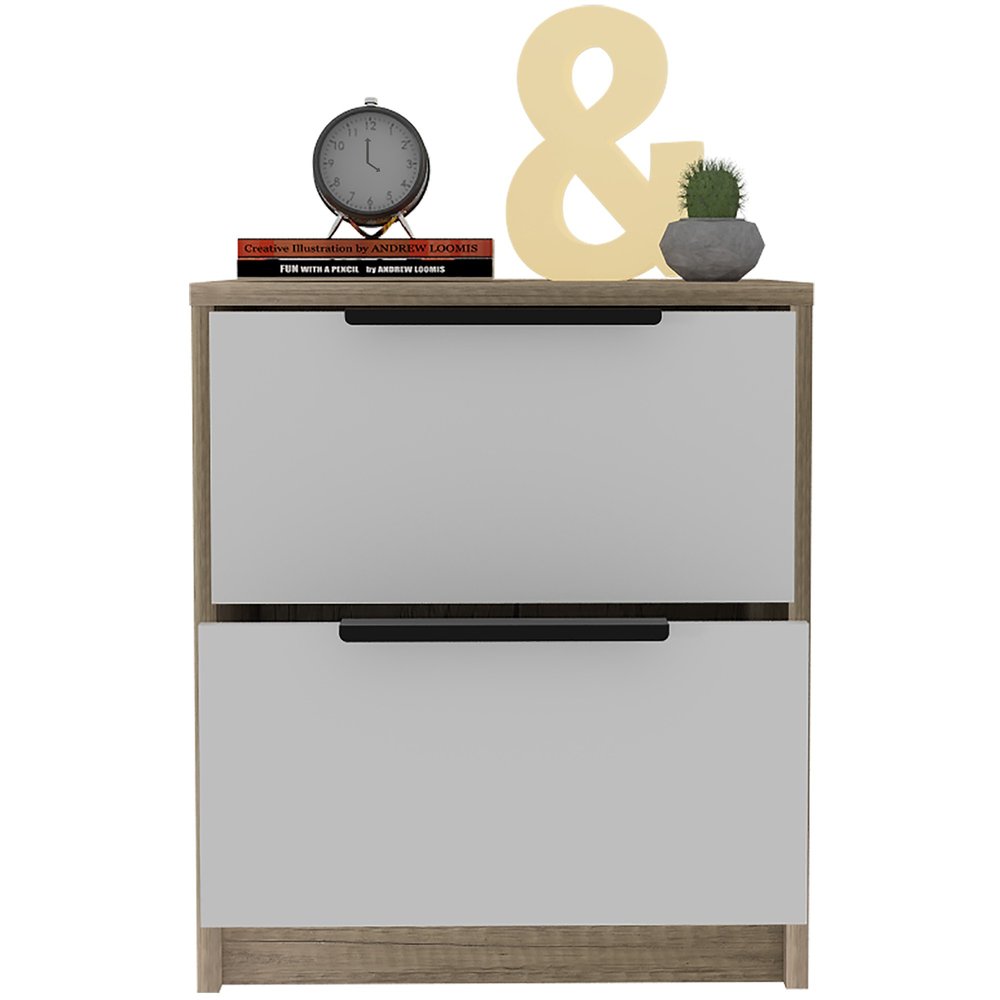 Wood Two Drawer Nightstand - 19-inch