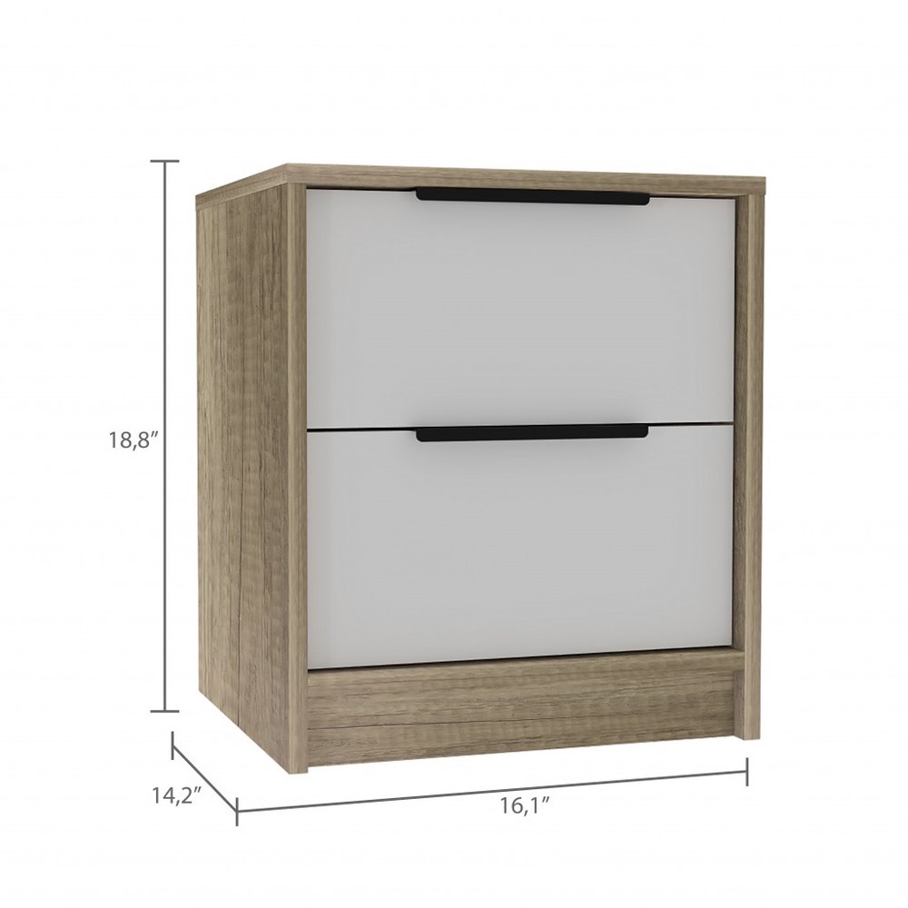 Wood Two Drawer Nightstand - 19-inch