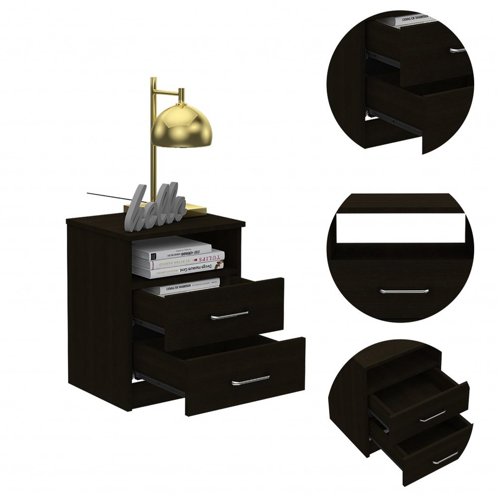Wood Two Drawer Nightstand - 20-inch