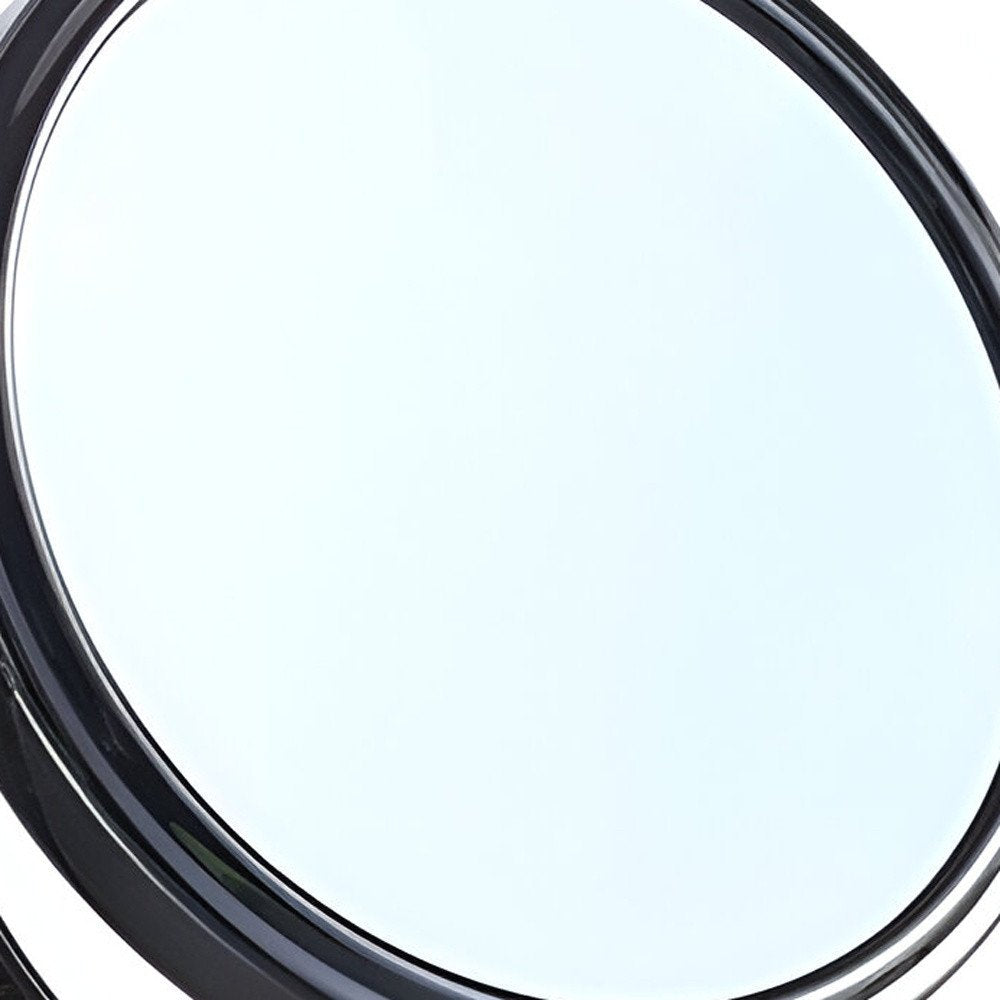 Black Round Metal Framed Makeup Shaving Tabletop Mirror - 9-inch